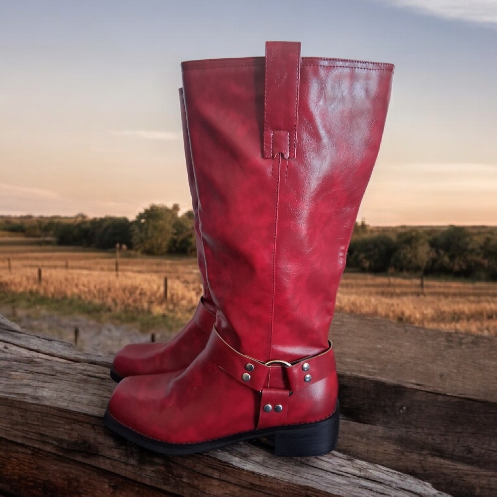 RED HARNESS BOOTS SIZE 9 - Picture 4 of 8